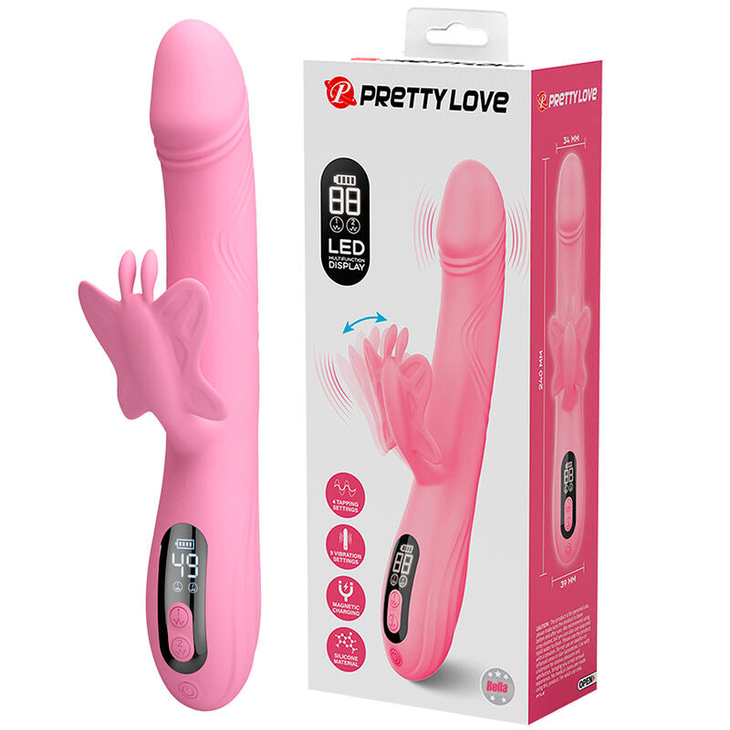 Pretty Love - Bella Rabbit Vibrator with Butterfly Stimulation and LED Pink