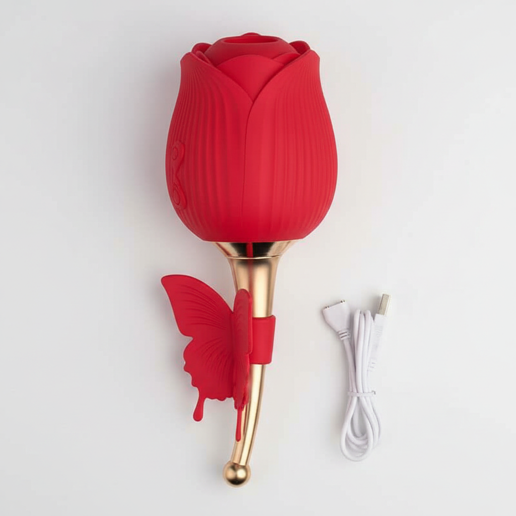 Rose Dual Touch - Stimulare cu suctiune, vibrator 2 in 1